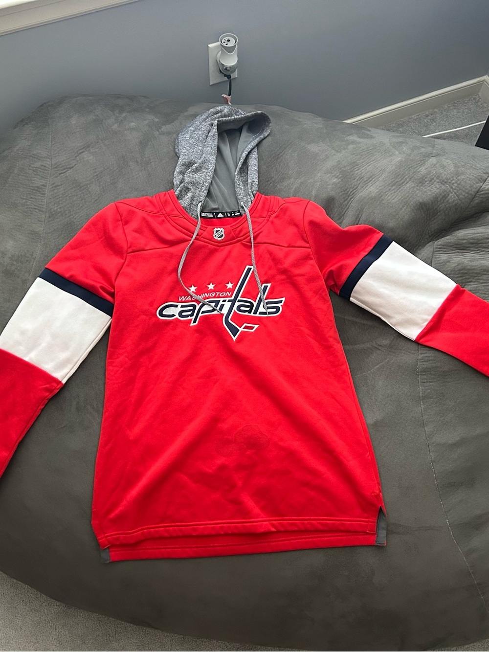 adidas Red Washington Capitals Hoodie with Gray Hood